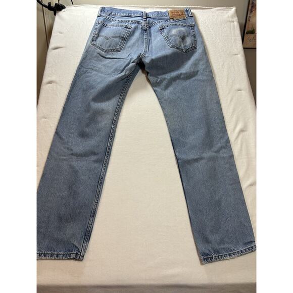 Levis 505 Jeans Mens 34x34 Red Tab Denim Reg fit Straight Leg WORN vintage 18 - Picture 3 of 4